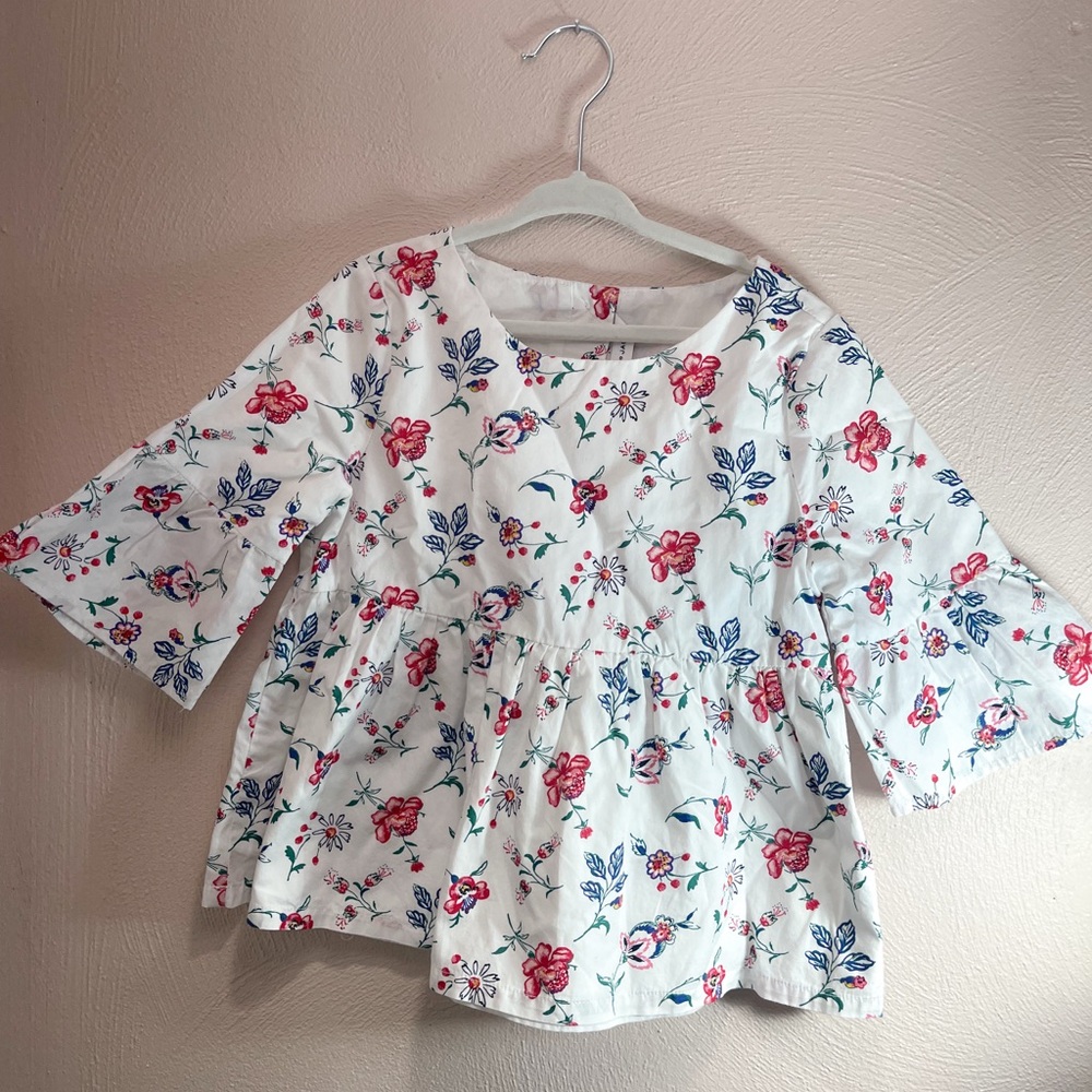 Janie and Jack Floral Blouse - White and Red